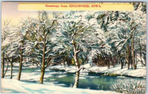 x7 LOT c1940s Edgewood, IA Greetings from Landscape Snow Linen Postcards A257