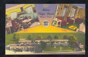 MILAN TENNESSEE MILAN PLAZA COURT INTERIOR MOTEL LINEN ADVERTISING POSTCARD