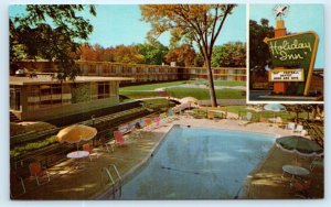 SOUTH BEND, IN Indiana ~ Roadside HOLIDAY INN Pool c1960s Postcard