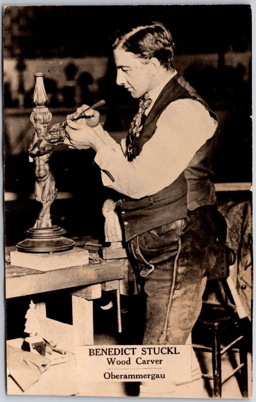 Benedict Stuckl Wood Carver Oberammergau Postcard