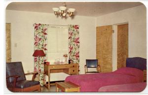 Room Interior The Maples Motel & Lodge Whitehall Michigan 1960s postcard