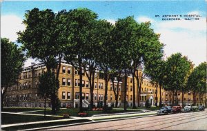 St Anthony's Hospital Rockford Illinois Linen Postcard C100