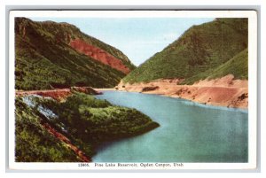 Pine Lake Reservoir Ogden Canyon Utah UT Linen Postcard K17