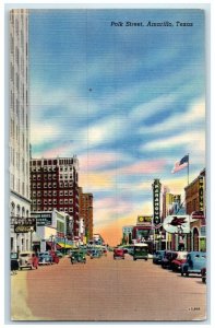 c1950's Polk Street Cars Coca Cola Stores Paramount Amarillo Texas TX Postcard