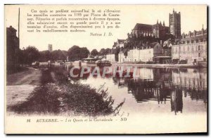 Old Postcard Auxerre The docks and the cathedral