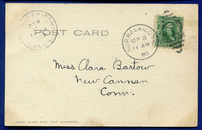 Norwalk Connecticut Armory Nathan Hale Fountain Postcard 