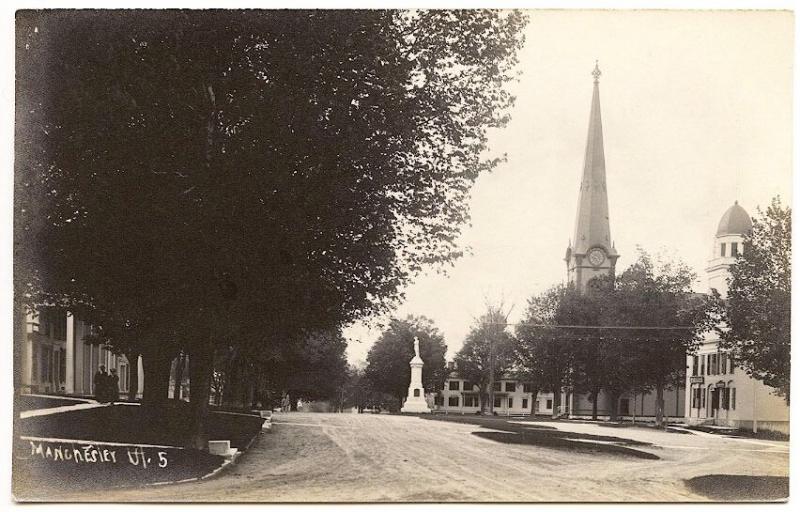 Manchester Cr. VT Store Fronts Street View Monument RPPC Real Photo Postcard