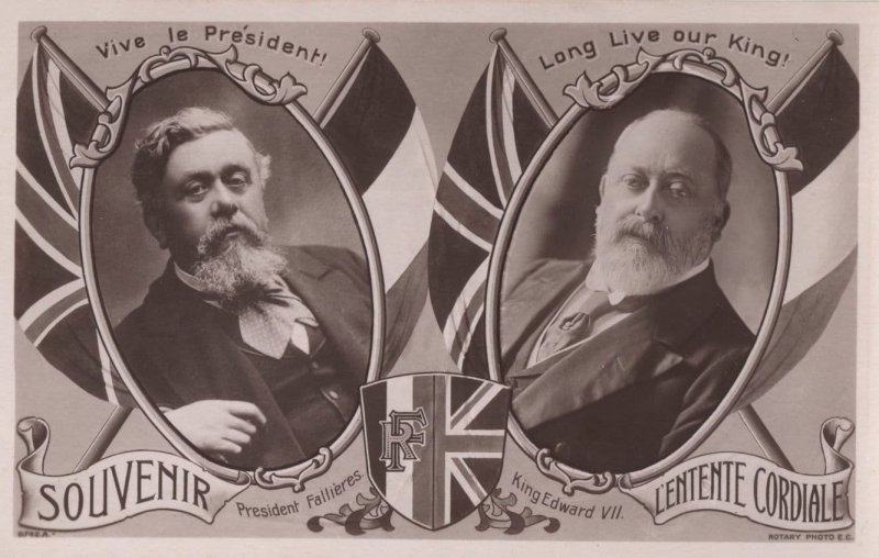 Long Live Our King Edward VII Vive Le French President Felliers RPC Postcard