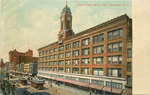 C-1920s New York Rochester View Main Trolleys Postcard 22-11661