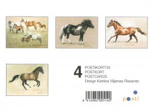 Complete set of four (4) horse PC issued by Finland Post, including presentation