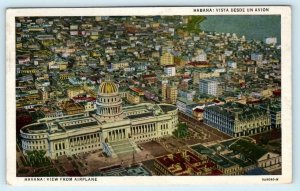HAVANA, CUBA ~ Aerial View CAPITOL BUILDING 1951 Linen  Postcard