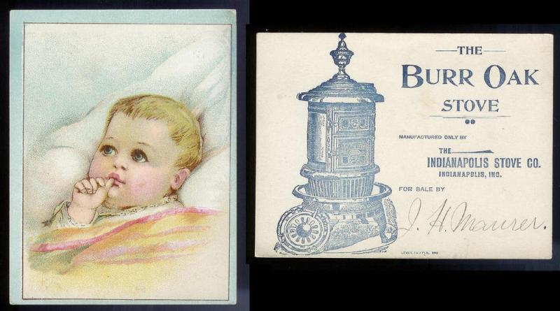 VICTORIAN TRADE CARD Baby Girl - Burr Oak Stove