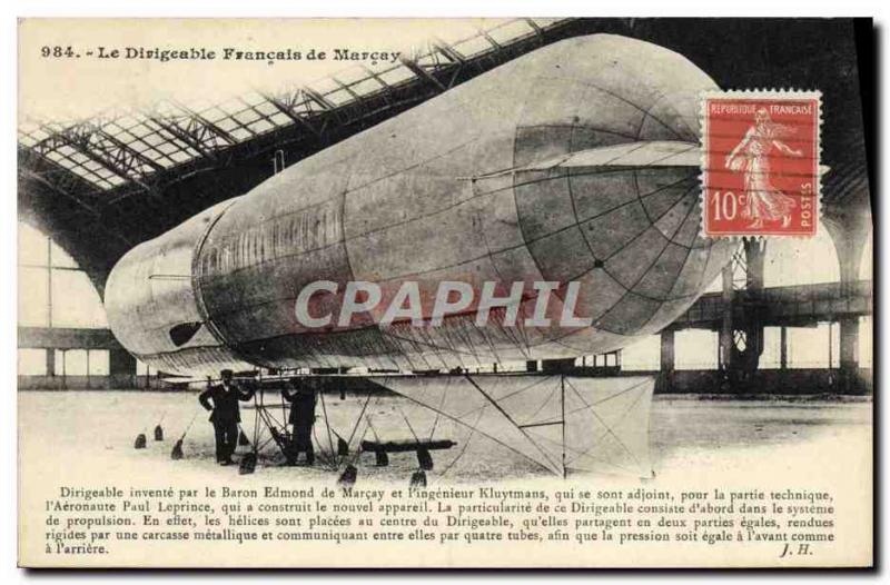 Old Postcard Aviation Zeppelin Airship Baron Edmond de Marcay Kluytmans