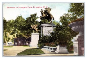 Prospect Park Entrance Statues Brooklyn New York CIty NY NYC UNP DB Postcard W9