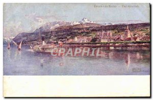 Old Postcard Evian les Bains General View Boat