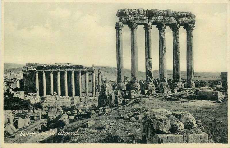 Lebanon Postcard Beirut Balbeck Les six colonnes