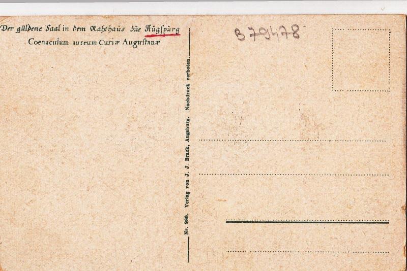 B79478 augsburg coenaculum aureum curia germany bavaria  front/back image