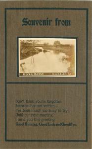 c1910 Kingsley Plymouth Iowa River Arts & Crafts Saying Attached photo Souvenir