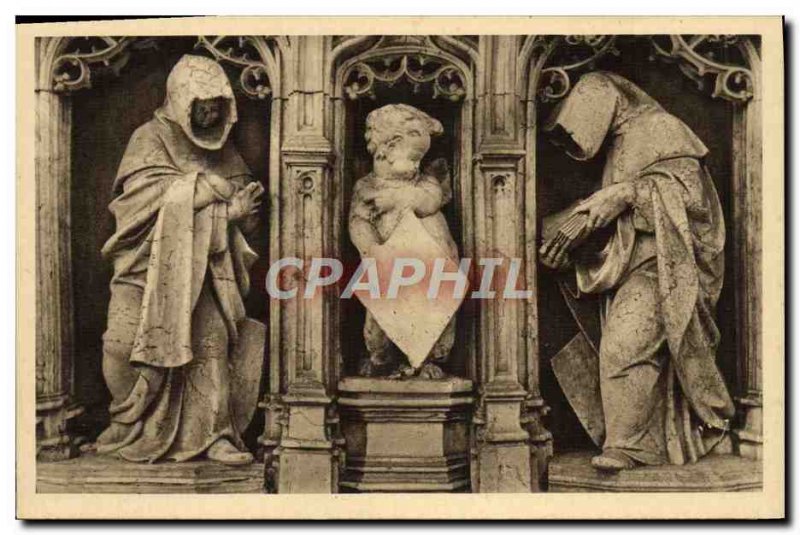 Old Postcard Brou Church Bourg Figures of the Mausoleum of Margaret of Bourbo...