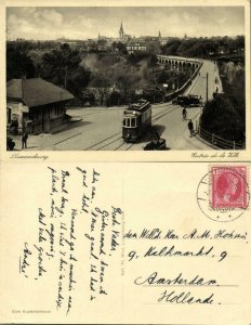 luxemburg, LUXEMBOURG, Entrée de la Ville, Tram, Street Car (1938) Postcard