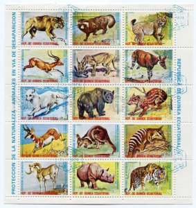 266494 Equatorial Guinea 1974 used S/S ANIMALS Tiger Rhino