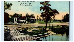 c1910's Boat Landing Pavilion Riverside Park Indianapolis Indiana IN Postcard