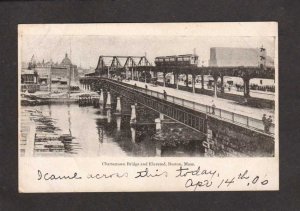 MA Elevated Railroad Train Trolley Car Charlestown Bridge Boston Massachusetts