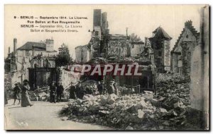 Old Postcard Senlis September 1914 The Unicorn Street and Ball Street Rougema...