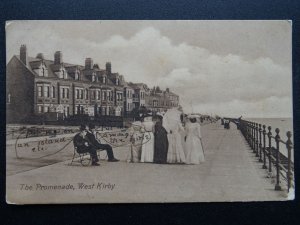 Wirral WEST KIRBY The Promenade with hand written WORD BUBBLES c1909 Postcard