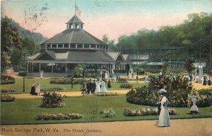 Postcard 1908 West Virginia Rock Springs Park Flower Gardens People WV24-3015