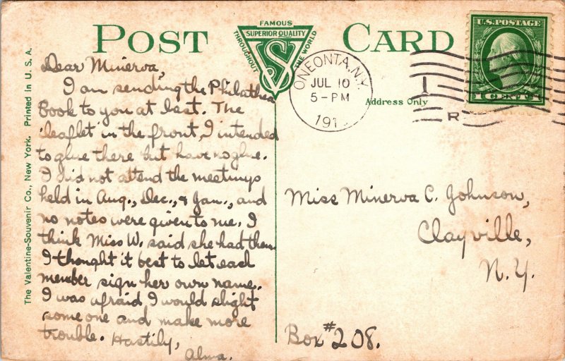 Postcard NY Oneonta High School 1910s