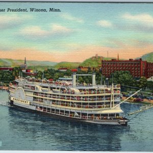 1940 Winona, MN Excursion Steamer SS President Passenger Schumaker PC Teich A216