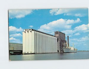 Postcard White Rose from Helsingfors Finland Freighter Loading Grain