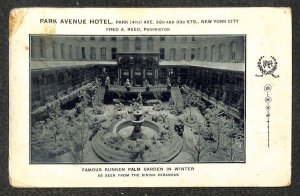 PARK AVENUE HOTEL NEW YORK CITY FAMOUS SUNKEN PALM GARDEN POSTCARD 1913 FF