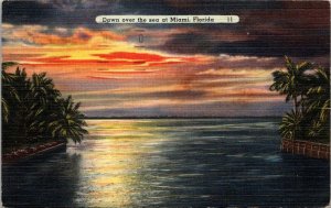 Florida Miami Dawn Over The Sea 1949