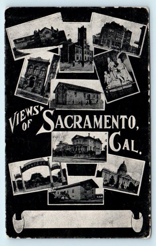 SACRAMENTO, CA California ~ Early MULTIVIEW w/10 Scenes c1900s Postcard