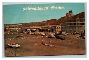 Vintage 1950's Postcard Cars Driving Through US Mexican International Border