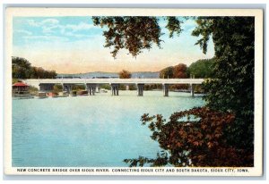 c1950 New Concrete Bridge Connecting Sioux & Dakota River Sioux City IA Postcard 