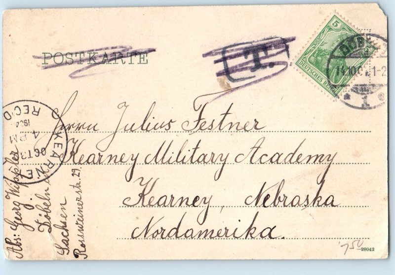 Saxony Germany Postcard Greetings from Dobeln Partial View 1904 Antique