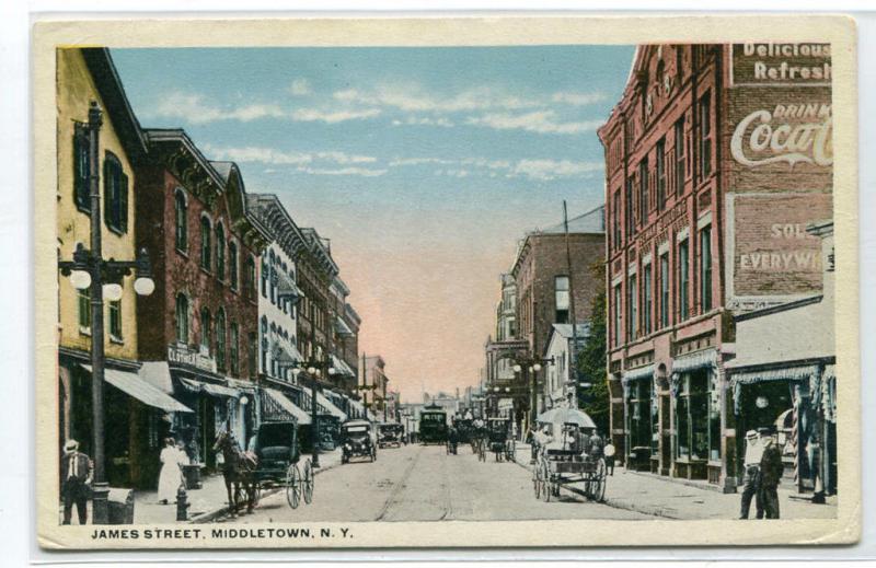 James Street Middletown New York 1920c postcard