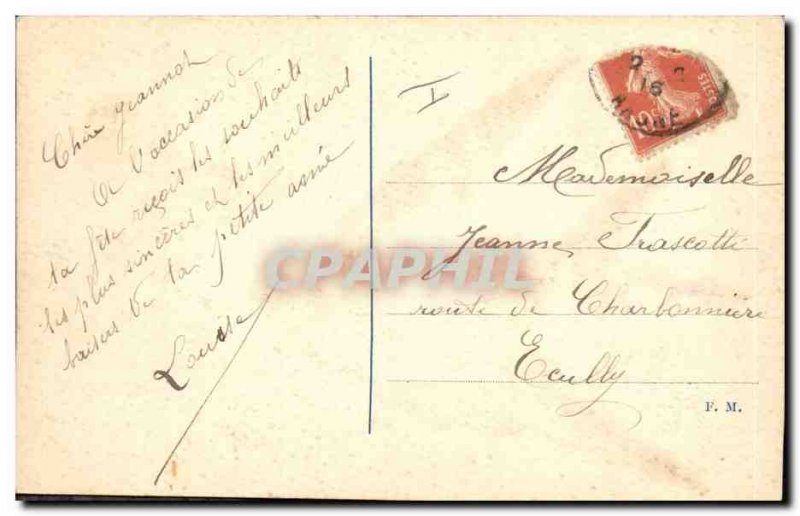 Old Postcard Fantasy Flowers Swallow