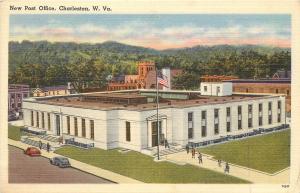 Vintage Linen Postcard; New Post Office, Charleston WV Kanawha County Unposted