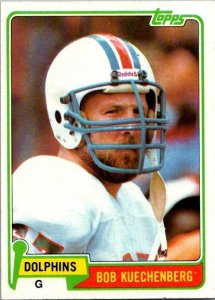 1981 Topps Football Card Bob Kuechenberg Miami Dolphins sk60219