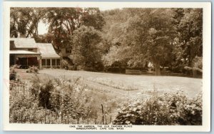 c1930s Yarmouthport, Cape Cod, MA RPPC Garden Old Thacher Place House Porch A186