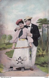 Romantic Tennis Couple, 1900-10s #2