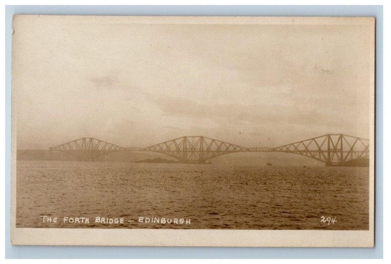 c1920's The Forth Bridge Edinburgh Scotland United Kingdom RPPC Photo Postcard 