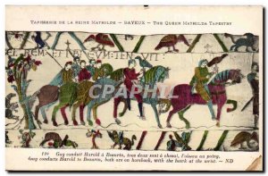 Postcard Old Bayeux Tapestry Queen Guy leads Harold Beaurin