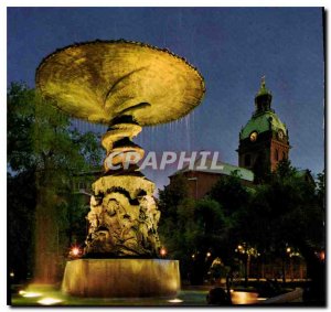 Postcard Modern Stockholm Molin's Fountain and St. Jacob's Church