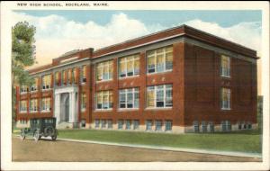 Rockland ME High School Lincoln St. c1920 Postcard