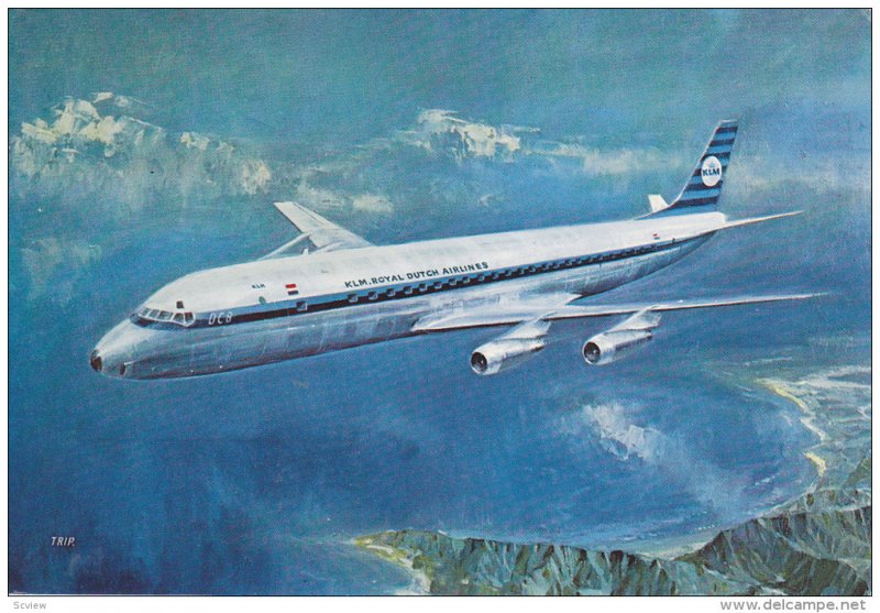 KLM´s Douglas DC-8 International Jet in flight, 50-70s